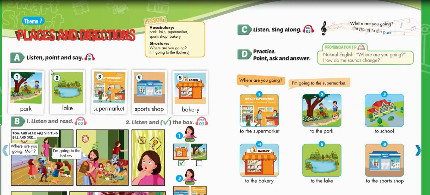 Smart Start Grade 3 - Theme 7: Places and Directions - Tiếng Anh Lớp 3 Bài 7